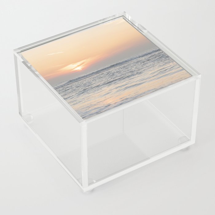 Italian coastal sunset art print - orange beach and sun - nature and travel photography Acrylic Box