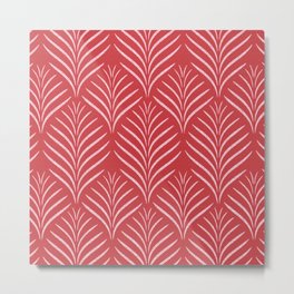 Palm Leaves Ogee Pattern Red and Pink Metal Print | Traditional, Artnouveau, Exotic, Edwardian, Botanical, Boho, Octaviasoldani, Ogee, Motif, Liberty 
