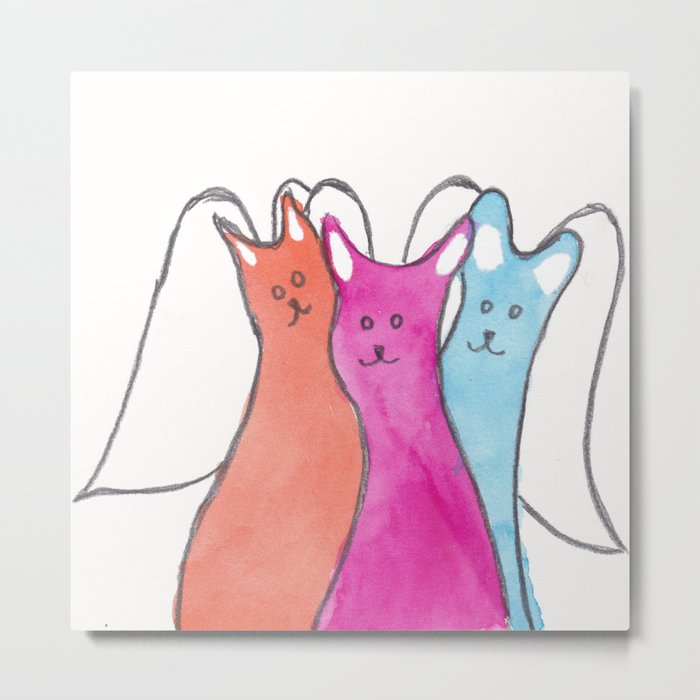 Three Angel Cats Metal Print