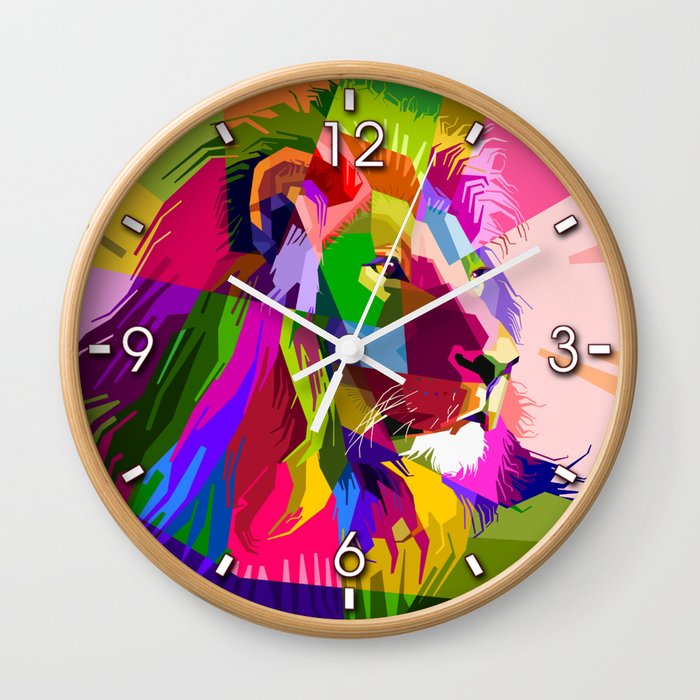 Lion Prismatic Pop Art Wall Clock
