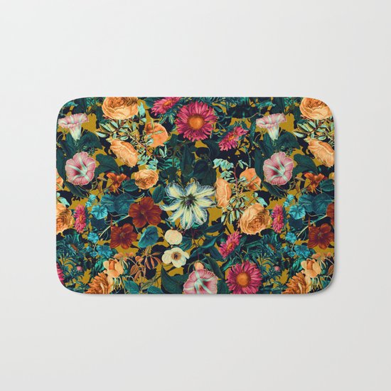 Floral Pattern Winter Garden Bath Mat