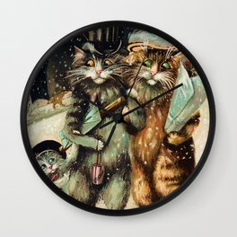 “Cat Family Christmas Shopping” by Maurice Boulanger Wall Clock