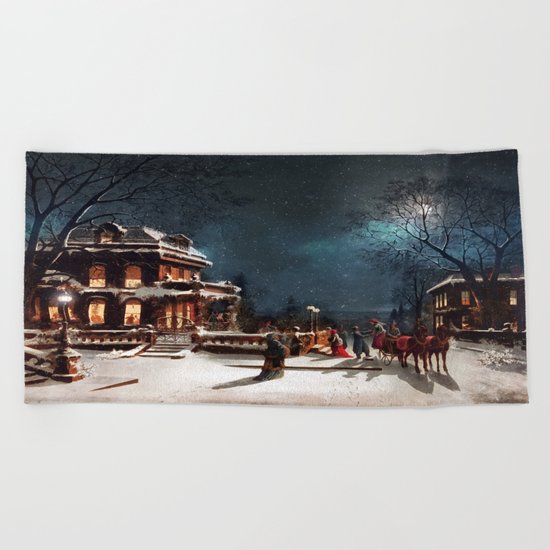 Vintage Christmas Beach Towel
