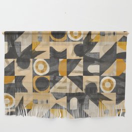 Yellow sand mid century grid pattern Wall Hanging