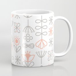 Orange Coral Folk Flowers Coffee Mug