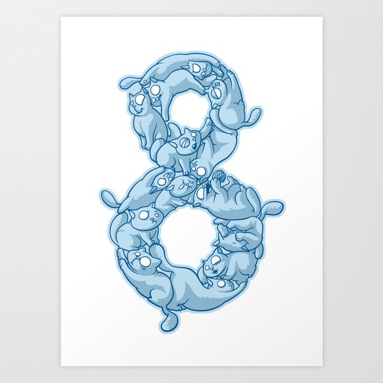 8 Cats Art Print