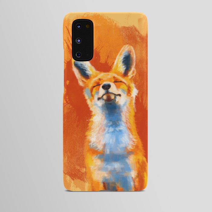 Happy Fox on an orange background Android Case