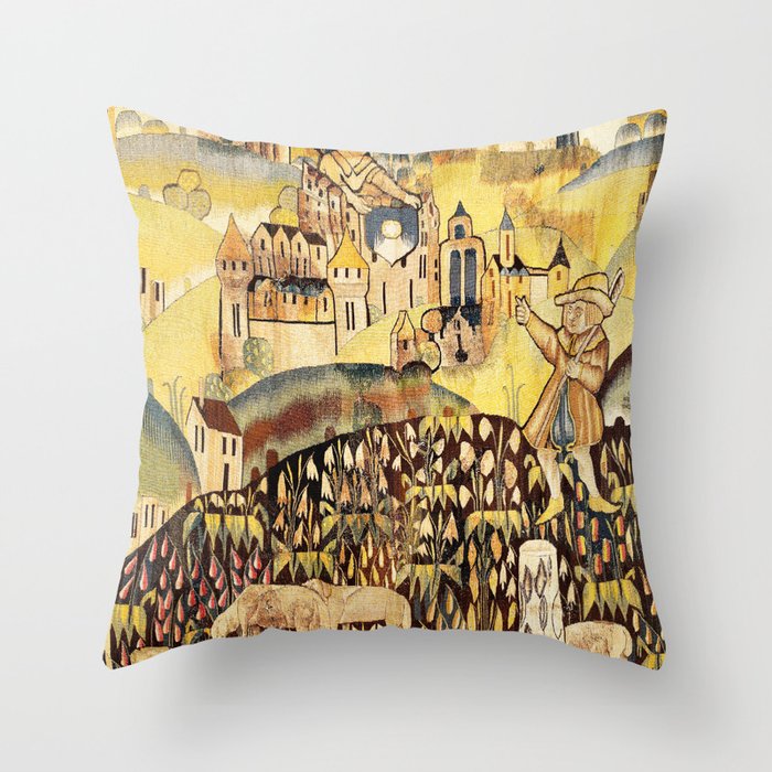 Limousin 16th Century French Tapestry Print Throw Pillow By