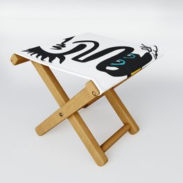 Abstract Snake Bird Minimal Style Line in Black and White and Color Folding Stool