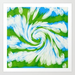 Groovy Green Blue Swirl Art Print