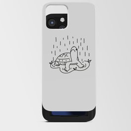 simple lineart style turtle and rain iPhone Card Case