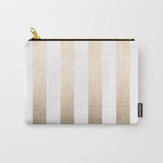 Simply Vertical Stripes in White Gold Sands Carry-All Pouch