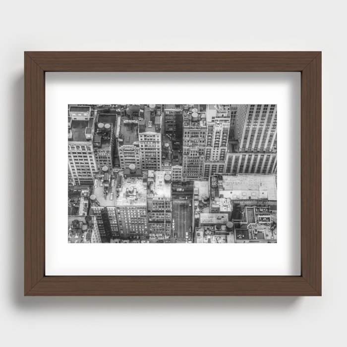 New York Manhattan buildings black and white photography Recessed Framed Print
