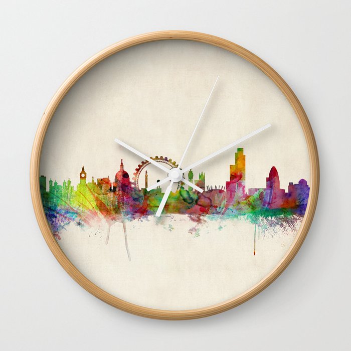 London Skyline Watercolor Wall Clock