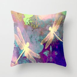 Painting Dragonflies and Orchids A Throw Pillow