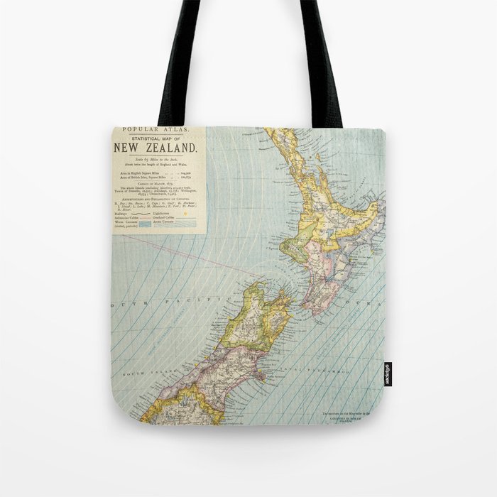 Vintage Map of New Zealand (1883) Tote Bag