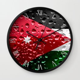 Jordanian Flag - Raindrops Wall Clock