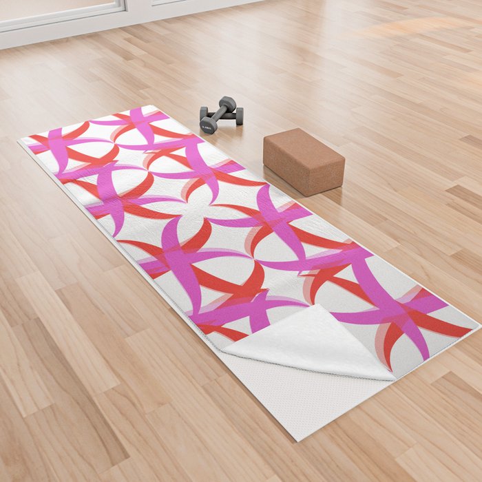 Hot pink and red abstract pattern Yoga Towel