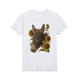 donkey adorned with sunflower flowers Kids T Shirt