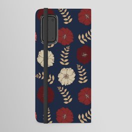Blue and Burgundy flower Android Wallet Case