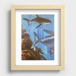 Shark Art Print by Courtney Graben Recessed Framed Print