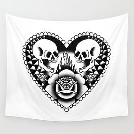 Skull Love Traditional Tattoo Wall Tapestry