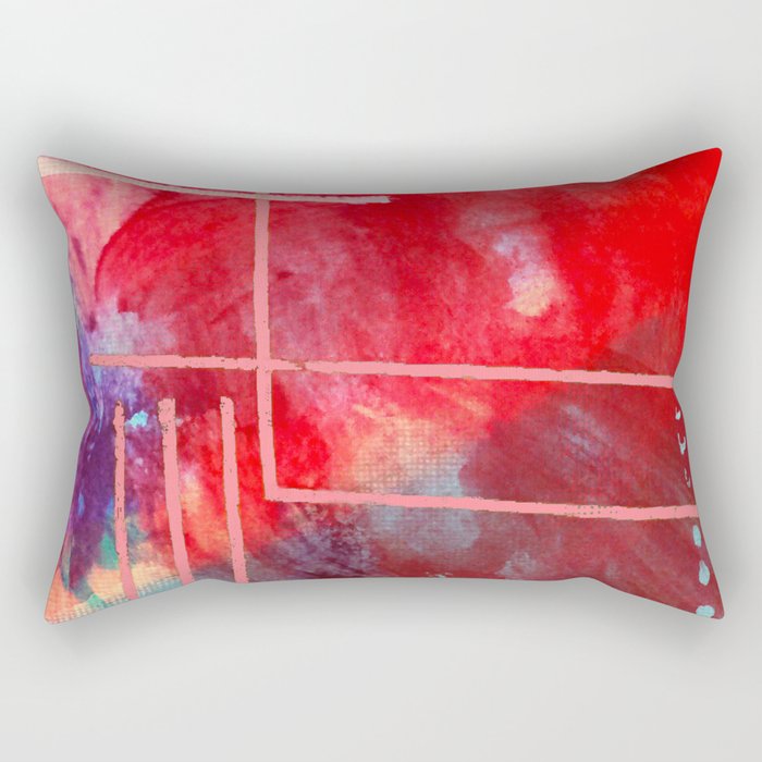 Jubilee: a vibrant abstract piece in reds and pinks Rectangular Pillow