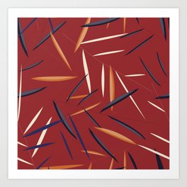 Leaves in a red background Art Print