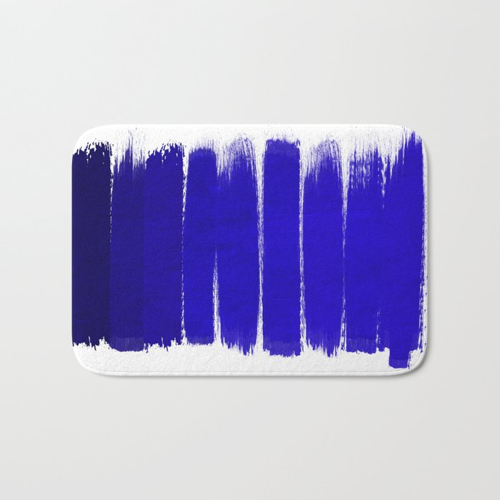 Shel - abstract painting painterly brushstrokes indigo blue bright happy paint abstract minimal mode Bath Mat