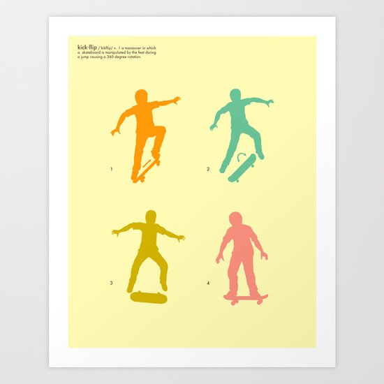 Kickflip (how to) Art Print
