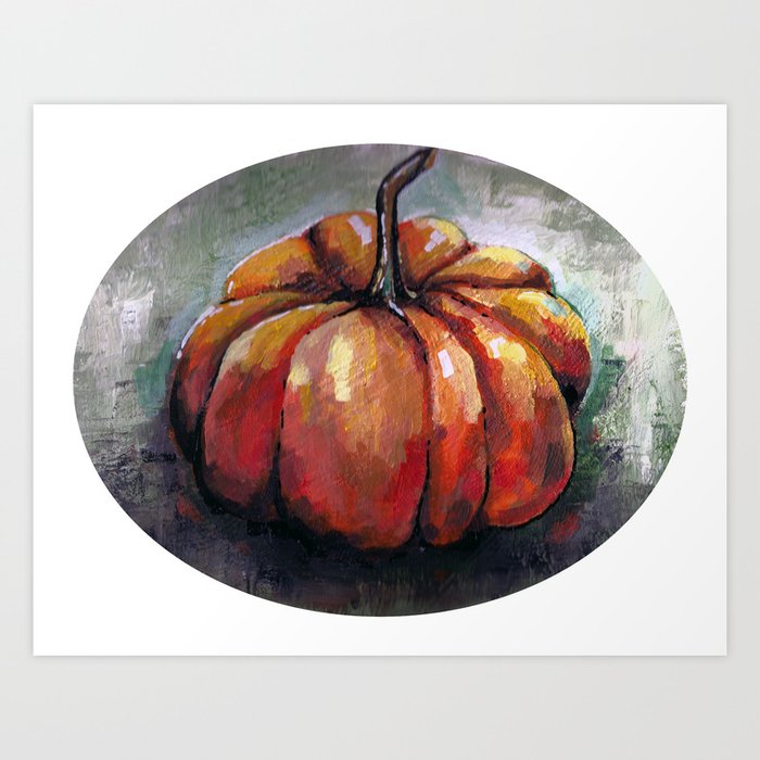Pumpkin Painting Autumn Fall Art Art Print By Lidakrajewskiart