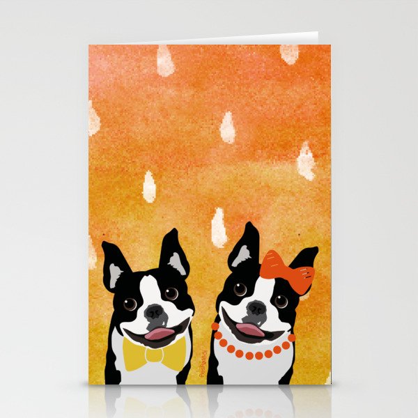 Boston Terriers Watercolor Stationery Cards