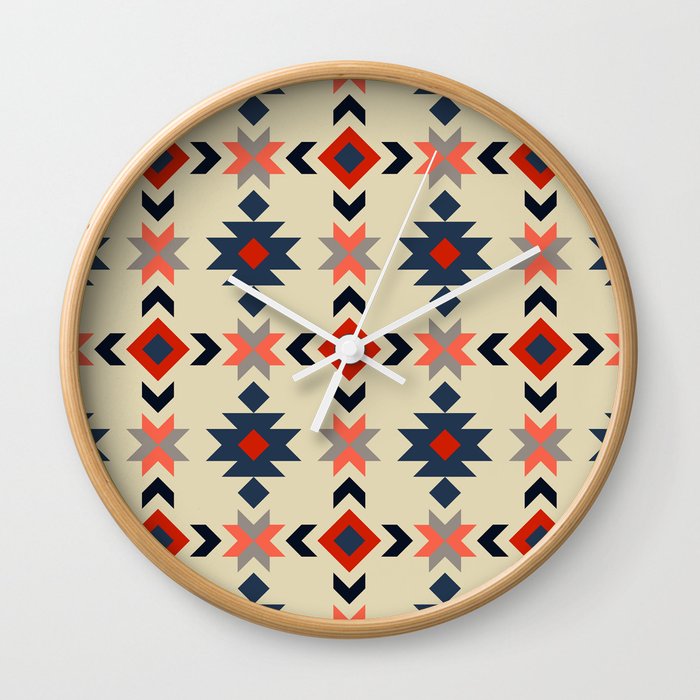 Colorful Aztec pattern Wall Clock
