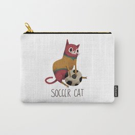Silly Red Soccer Cat Carry-All Pouch