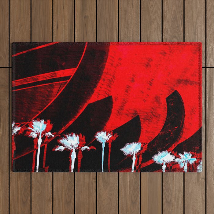 Surf in the City - Black + Red Outdoor Rug