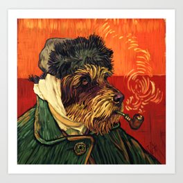 Gus a go Gogh Art Print | Pet, Ear, Portrait, Terrier, Fuzzy, Winter, Orange, Wiry, Funny, Smoke 