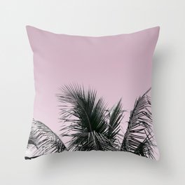 Good Vibes Pink Palm Photography Throw Pillow