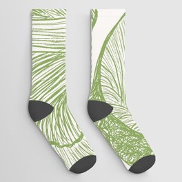 Green Magic Mushroom Garden Drawing Socks