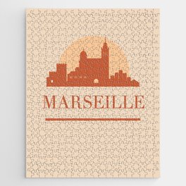 MARSEILLE FRANCE CITY SKYLINE EARTH TONES Jigsaw Puzzle