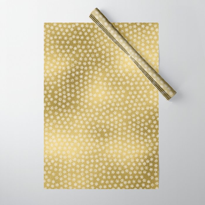 Merry christmas- white winter stars on gold pattern Wrapping Paper
