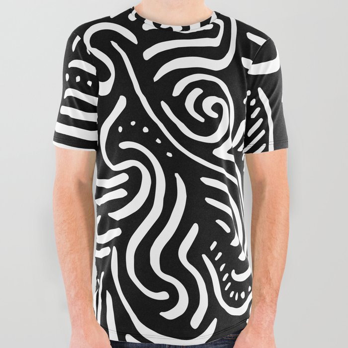 Bali Black Stripes All Over Graphic Tee