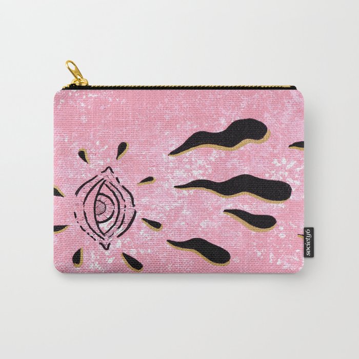 Mysterious Crying Eye in Pink Abstracted Space ("Right in the Eye") Carry-All Pouch