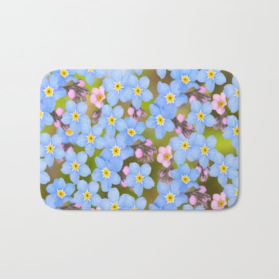 Forget-me-not flowers and buds - summer meadow Bath Mat