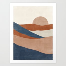 Boho Sun | Navy & Rust Art Print