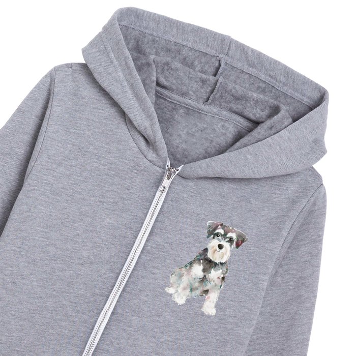 Miniature Schnauzer dog watercolors illustration Kids Zip Hoodie