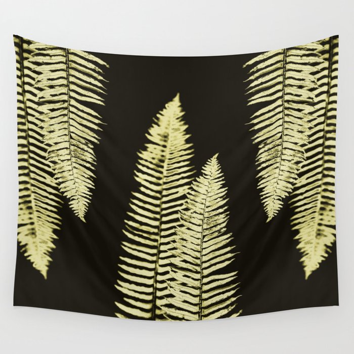Yellow and Black Forest Ferns Wall Tapestry