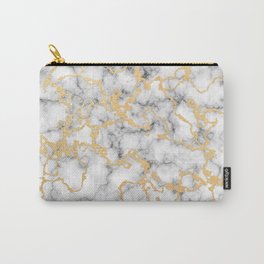 White Marble with Golden Threads Carry-All Pouch