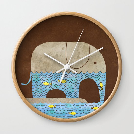 Thirsty Elephant - colour option Wall Clock
