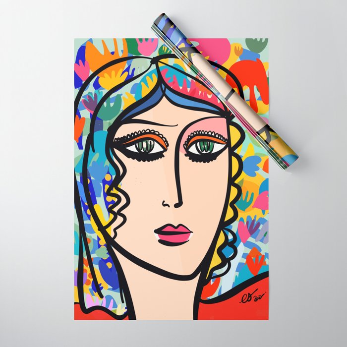 Colorful Portrait of a November Woman by Emmanuel Signorino Wrapping Paper