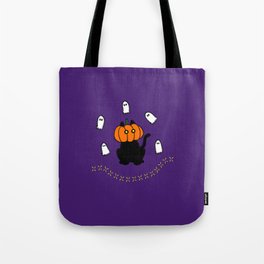 Halloween Pumpkin Cat (purple) Tote Bag